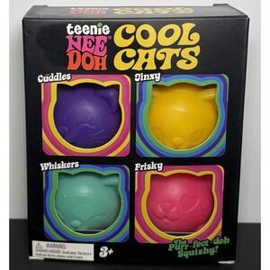 Schylling NeeDoh Teenie Cool Cats 4-Pack Kittens Stress Fidget Sensory Toy - New
